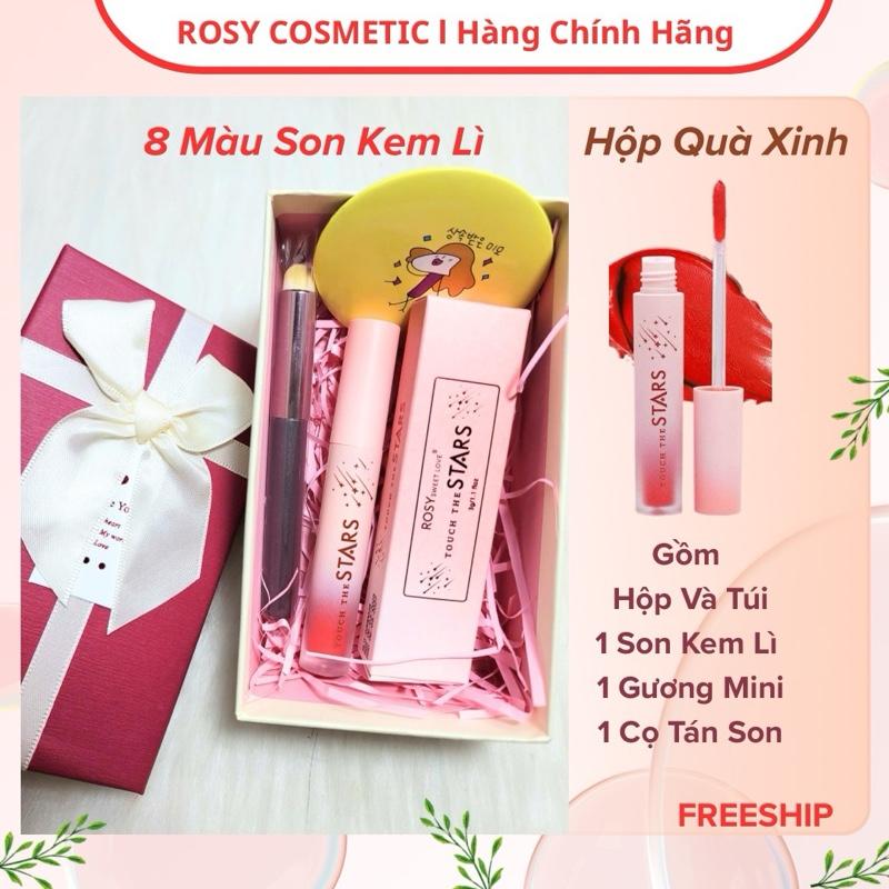    HỘP QUÀ GIÁNG SINH TẾT 2026   SON KEM LÌ ROSY +HỘP QUÀ + TÚI XÁCH + TẶNG CỌ TÁN SON VÀ GƯƠNG. Quà Tặng Mẹ,Cô Giáo,quà tặng người iu. Son kem lì Touch the Stars,son không chì 
