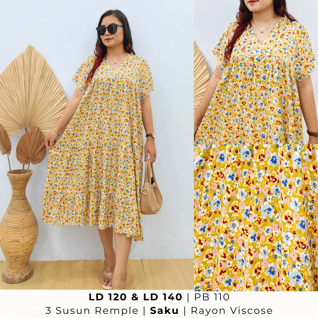 Oriani Ayoe Dress Daster Jumbo Big Size LD 120  LD 140 Bumil Freindly Baju Hamil Katun Rayon Wanita Ibu Hamil Busui Lengan