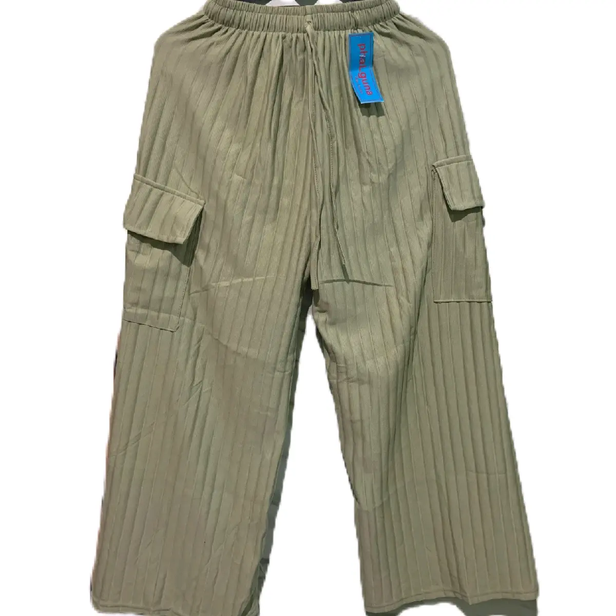Celana Kulot Cargo Knit Salur Wanita Panjang Dewasa Nyaman