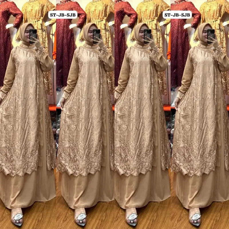 Gamis wanita katbol bordir set hijab renda premium produk terbaru tersedia ukuran Standrt dan jumbo