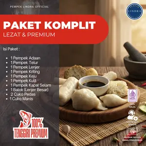 Pempek Lindra I Pempek Palembang Asli I Lezat I Ikan Tenggiri Premium I Tanpa Pengawet | PAKET KOMPLIT isi 8pcs (mix) + 2 bungkus cuko pedas & 1 bungkus cuko manis