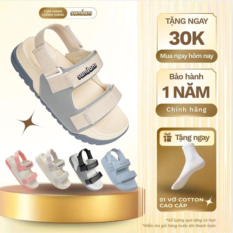 SANDANI Giày Sandal Nữ Xám Sữa Hot Trend Đế Êm Chống Trơn Nên Tăng 1 Size - BẢO HÀNH 1 NĂM