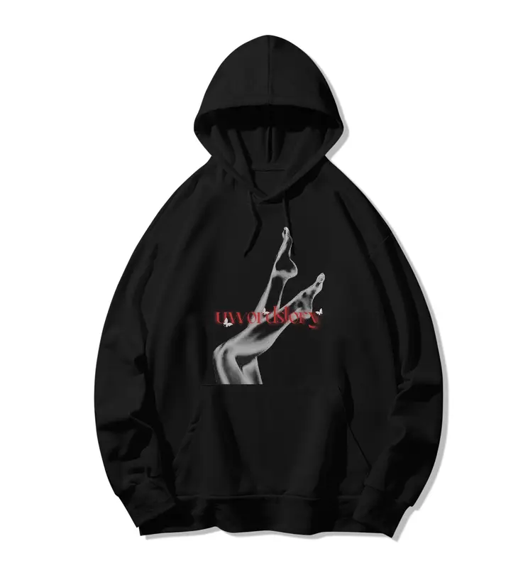Uwordstory Hoodie Jumper Hitam Motif Love Language Kiss me and make love  Kaki Seksi Not telepati che Pradae Boxy Size S M L XL XXL XXXL Starboy Sweater Fleece Pria Oversize Keren 1