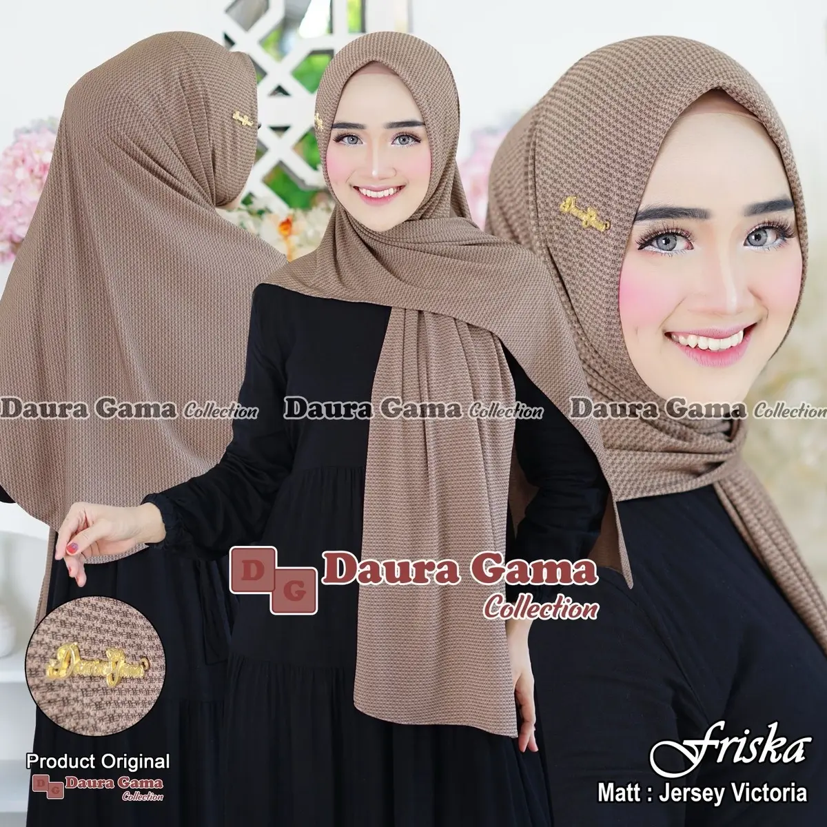 alfiera- FRISKA Pashmina instan non pad  Jilbab Panjang bahan jersey Victor by dauragama