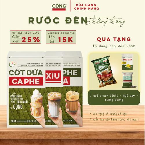 Cà phê hòa tan Cộng Cà Phê combo 3 vị: Cốt dừa, bạc xỉu, cà phê sữa tỷ lệ calo…