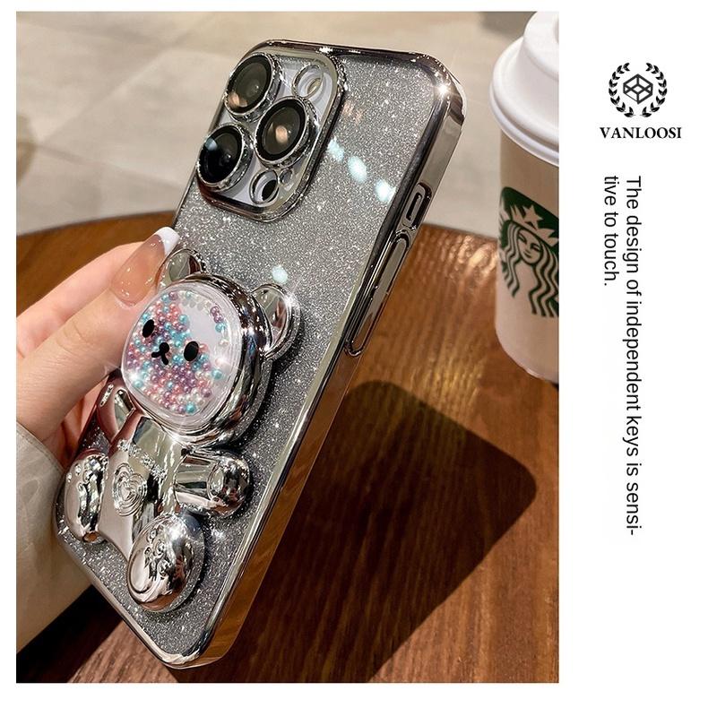 Product Introduction of Casing for OPPO A16 A16S A54S OPPO CPH2269 Sparkling Powder Electroplated Soft Shell Cute Rainbow Bear Phone Case Lens Full Coverage Anti Drop 17