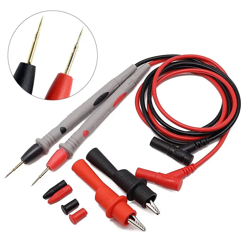 1 Pair Digital Multimeter Probe Soft-silicone-wire Needle-tip Universal Test Leads with Alligator Clip for LED Tester electric  pen fluke  clamp