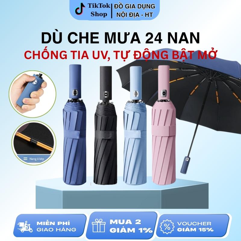 Ô dù Che Mưa Đi Nắng 24 Nan Mở Tự Động Gấp Nhỏ Gọn, Cầm Tay 2 Chiều Mang Đi Học, Du Lịch cỡ lớn mưa và nắng đóng ô: tự động ô  32