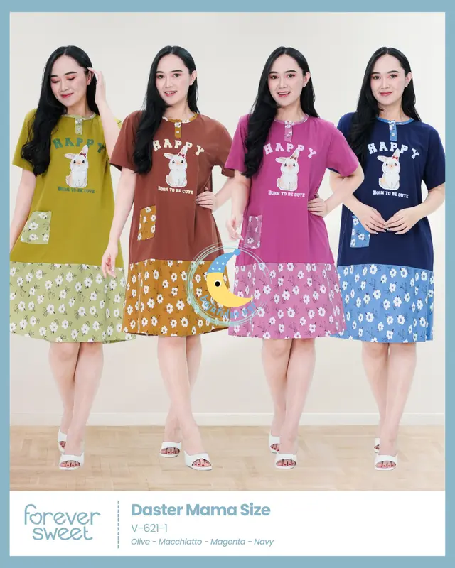 FOREVER SWEET Daster Mama Size XL Ld110 Premium Busui Kancing Kantong Motif 0