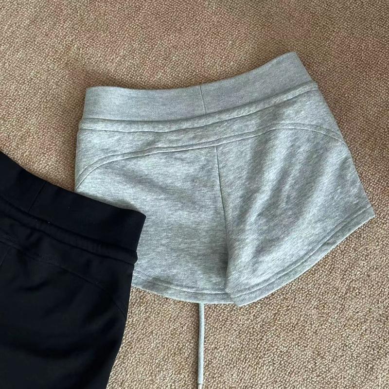 Product Introduction of American Spice Girls Low Waist Drawstring Sports Shorts Women Slim Outer Wear Grey Package Hip Slim Casual Hot Pants 32