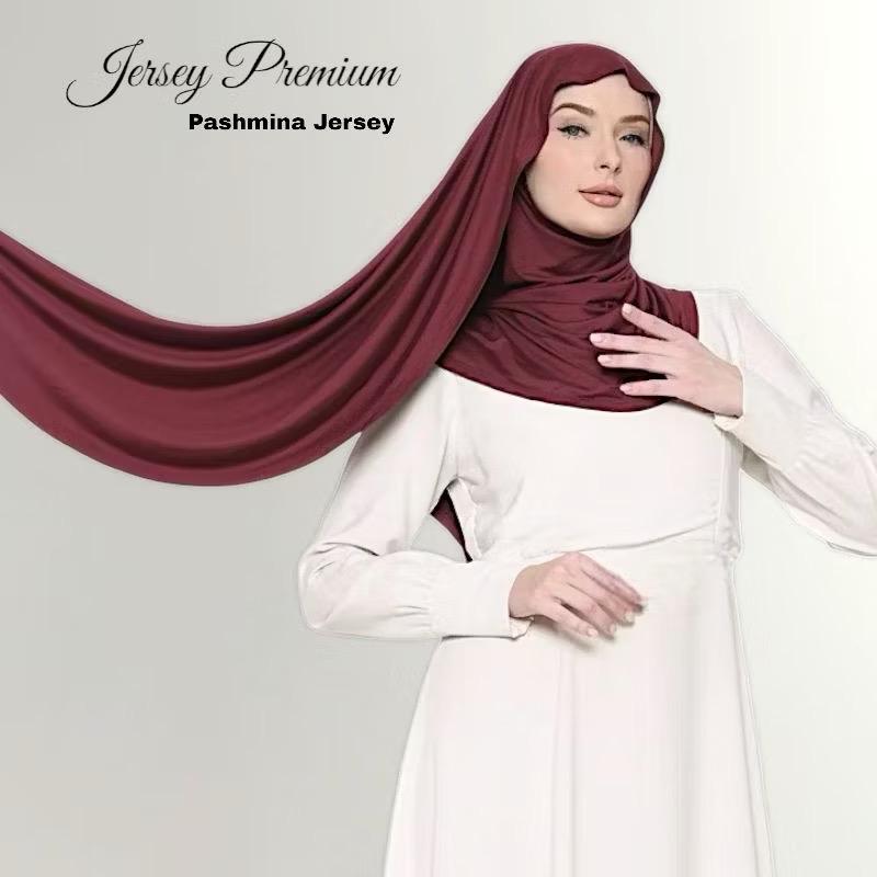 ￼Pashmina Kaos Jersey Premium - Ukuran 180cmX60cm - Bahan Jersey premium 1