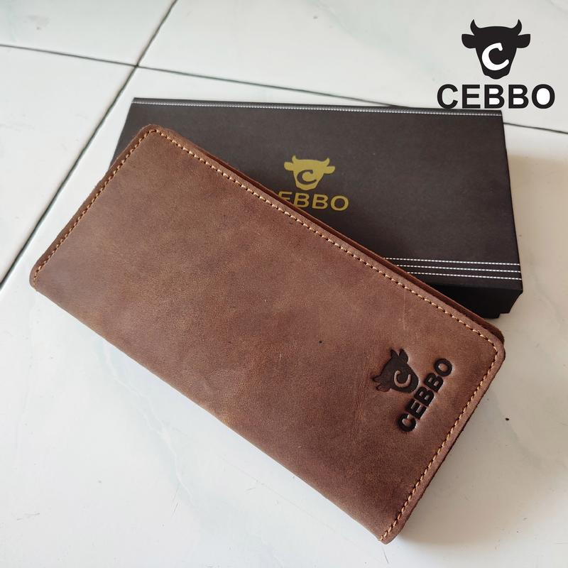 Dompet Panjang Pria Kulit Sapi Asli Crazy Horse Leathe Merk CEBBO Dompet Panjang Bisa Muat Hp Kartu Uang 1