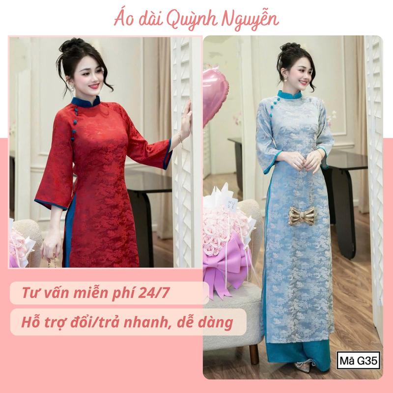  Áo dài cách tân gấm XUÂN SẮC áo dài tết 2026 dáng suông phối cổ cúc tay loe gấm lâm viên thích hợp mặc lễ Tết hội nghị 5 màu 