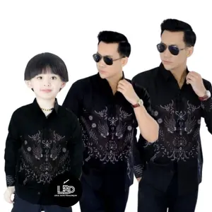 TERBARU Couple sweet Kemeja batik ayah dan Kemeja Batik anak cowok BATIK lilac Batik Hitam 2025 Baju Pria Keren Panjang Kerja Pendek Katun