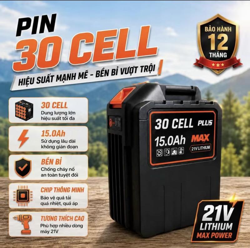 Pin 30 cell dung lượng cao có đèn báo Pin
