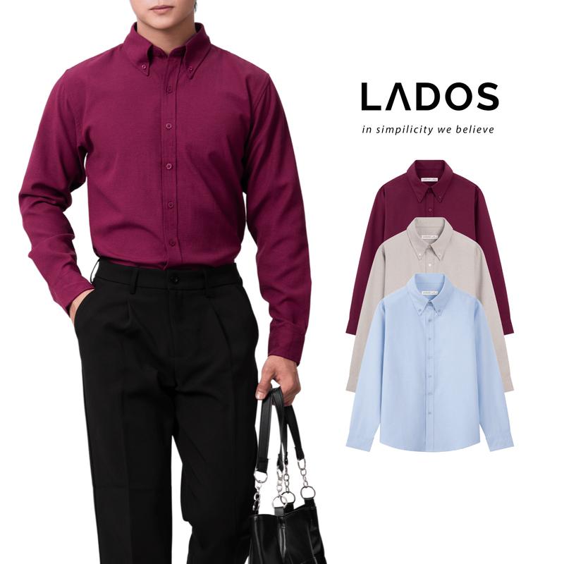 DEAL MỞ BÁN Áo Sơ Mi Oxford Nam Sang Trọng LADOS - 8194 - Cổ Button Down Lịch Lãm Form Regular Mềm mịn công sở đi tiệc