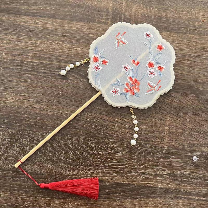 Quạt tròn cầm tay phong cách cổ trang chụp ảnh diễn kịch decor QUATNN38