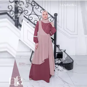Baju Gamis Muslim Remaja Dewasa Ethica Kagumi 269 Rose Smoke Terbaru Lebaran 2025
