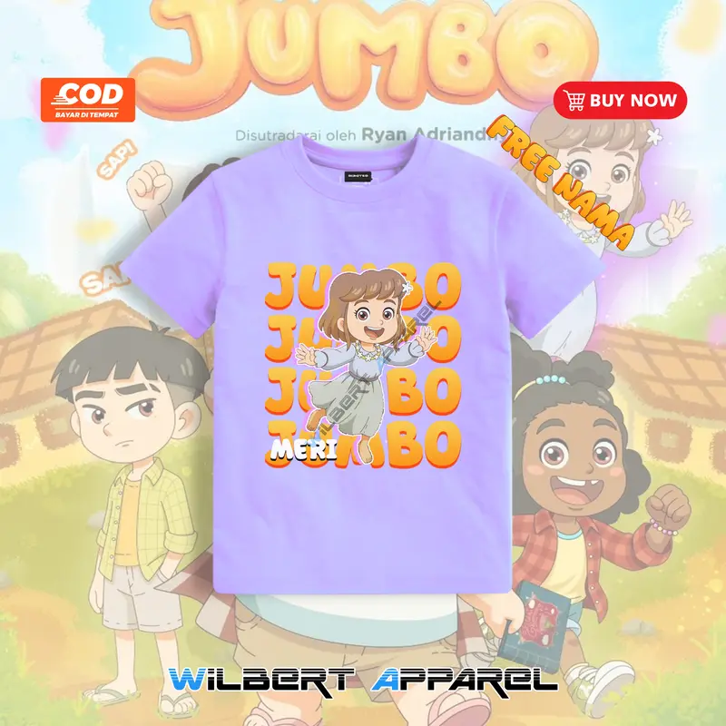 Kaos Anak Meri Film Animasi Jumbo - Baju Anak Film Jumbo Gratis Nama - Fashion Anak 0