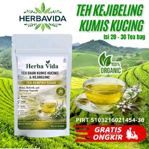 Teh Herbal Daun Kumis Kucing & Kejibeling Alami | isi 20 30 Tea bag Minuman Herbal Tradisional | HERBAVIDA