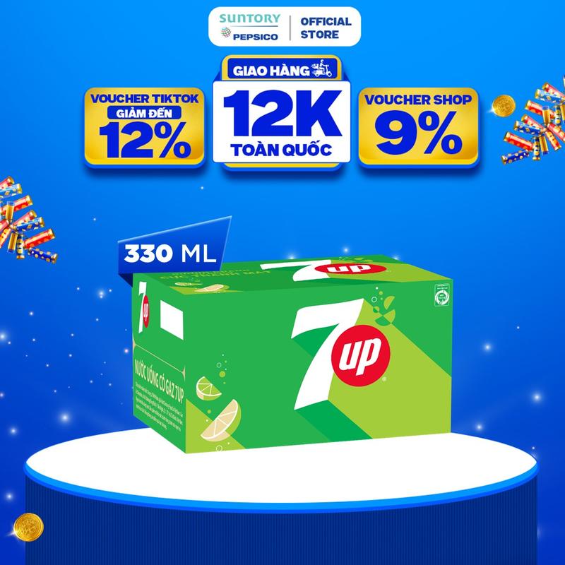  Thùng 24 Chai Nước Ngọt Giải Khát  Có Gaz 7Up  330ml chai  