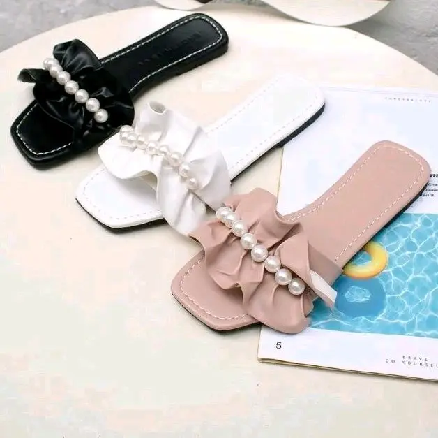 Sendal Wanita Kokop Kerut Mutiara - Model Terbaru - Cewek