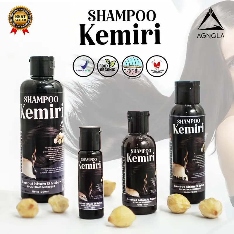 (Bpom) Shampoo Kemiri Shampo Pemanjang Rambut 100ml  Menebalkan dan Menghitamkan Rambut Anti Ketombe Kemiri Bakar Hitam Shampo 1