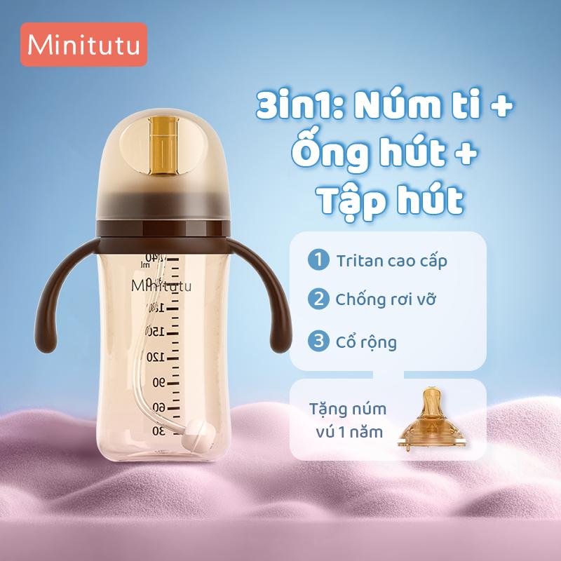 Bình sữa Minitutu cổ rộng 3IN1 cho Bé Yêu 240ml 300ml nhựa PP