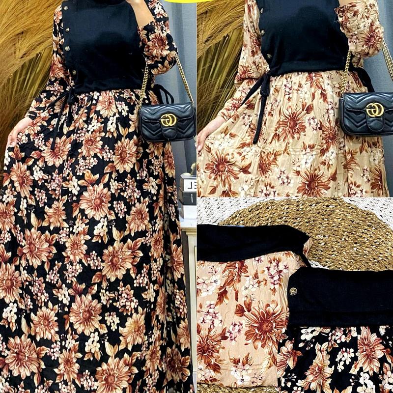 Gamis rajut impoert Premium Bunga 4