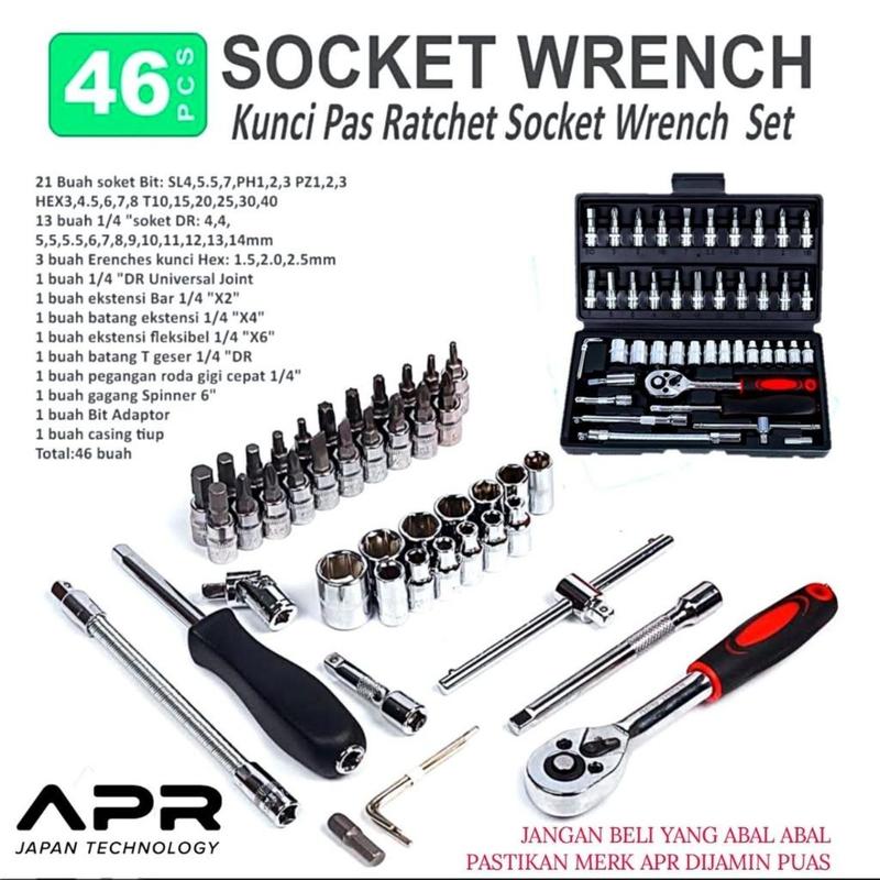 FFE43 PROMO TEKkIRO kunci sock 46pc HONDA by APR JAPAN kualitas sangat kuat garansi resmi socket shock set sok/ AP46 6