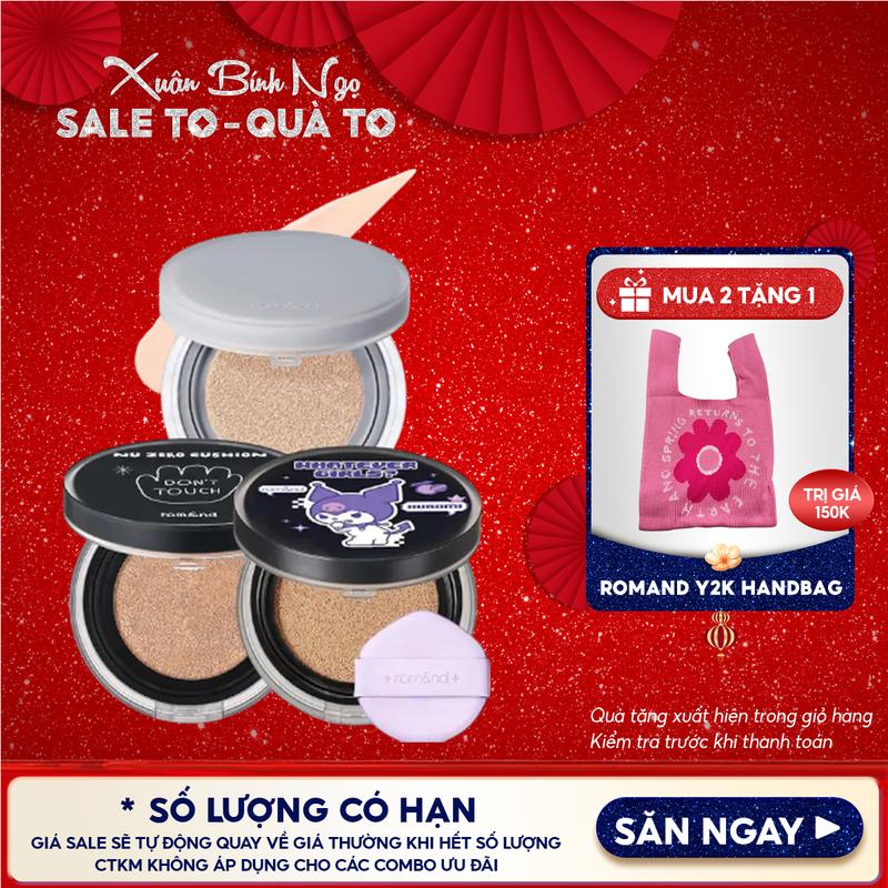 Phấn Nước Che Phủ Cao Mỏng Nhẹ Tự Nhiên Hàn Quốc Romand NU Zero Cushion SPF24 PA++ 15g Trang Điểm Cosmetic Mỹ Phẩm