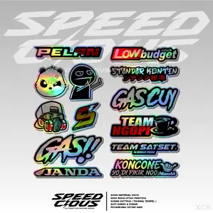 Stiker Viral Logo Hologram Stiker Tanki Motor Hypebeast Pelan Low Budget Standar Konten Gas Cuy Team Ngopi Team Satset Koncone Bahan Hologram Tampilan Menarik Versatile Motorcycle