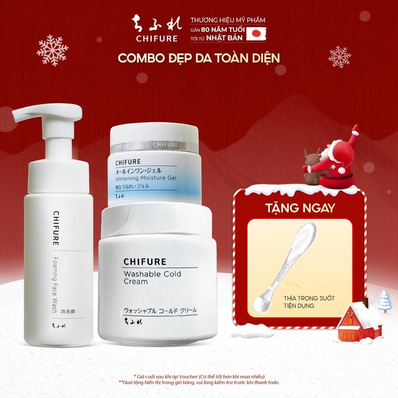  Combo đẹp da toàn diện Chifure giúp sạch sâu cấp ẩm và làm trắng tức thì da mặt  Kem tẩy trang + Sữa rửa mặt + Kem dưỡng ẩm  