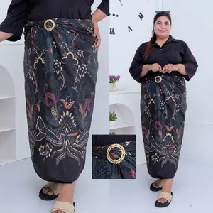 Batik Kebaya Modern Rok Lilit Panjang Serut All Size Jumbo Hitam Navy Free Ring Gesper Bawahan Wanita Praktis & Serbaguna Cocok Untuk Kondangan & Wisuda