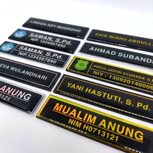 Papan Nama Name Tag Akrilik Siswa | Guru | PNS | Polisi | TNI | Nama Dada Pelajar SD | SMP | SMA | MTs Hitam Berlapis Resin
