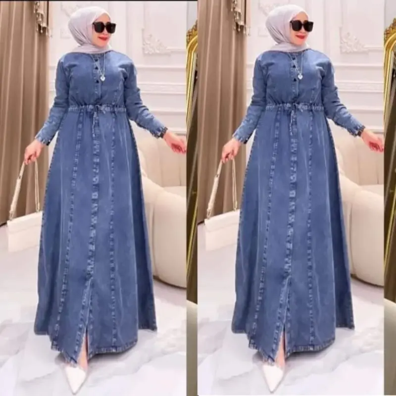 Gamis Jeans Model Terbaru / Dress Light Snow Airflow / Size S M L XL XXL / Pakaian Wanita Panjang Kekinian / Dress Jeans Busui Lebaran Terbaru / Liana Maxi Dress Denim / Fashion Muslim Dewasa Mewah Remaja & Dewasa