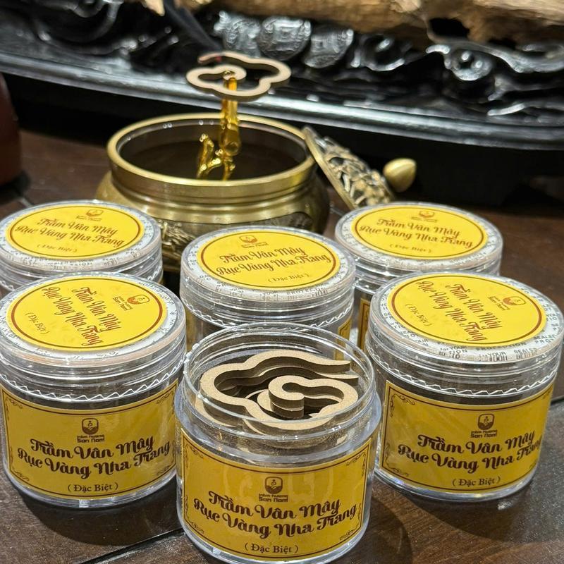 [SƠN NAM] Nhang Trầm VÂN MÂY RỤC VÀNG NHA TRANG đặc biệt (Hộp 14 vân 18gr, không keo, không hóa chất)