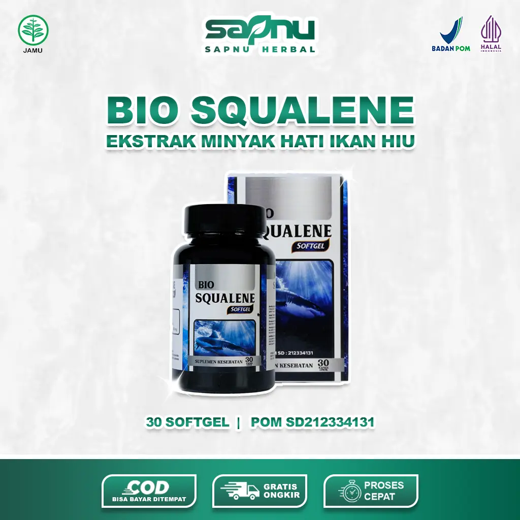 Sapnu Herbal - Bio Squalene Softgel Ekstrak Minyak Hati Ikan Hiu Isi 30 Softgel