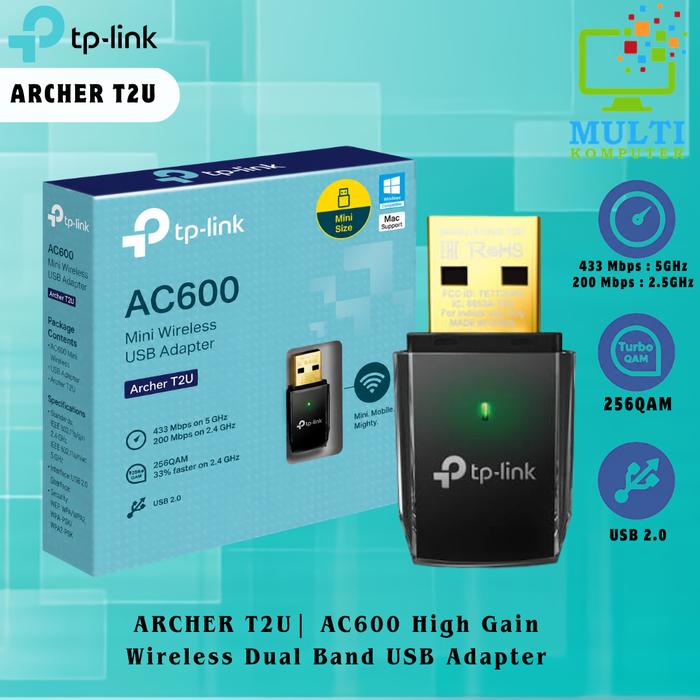 Gambar TP-Link Archer T2U AC600 Wireless Dual Band USB Adapter dari Multi Komputer Kota Administrasi Jakarta Barat Tokopedia