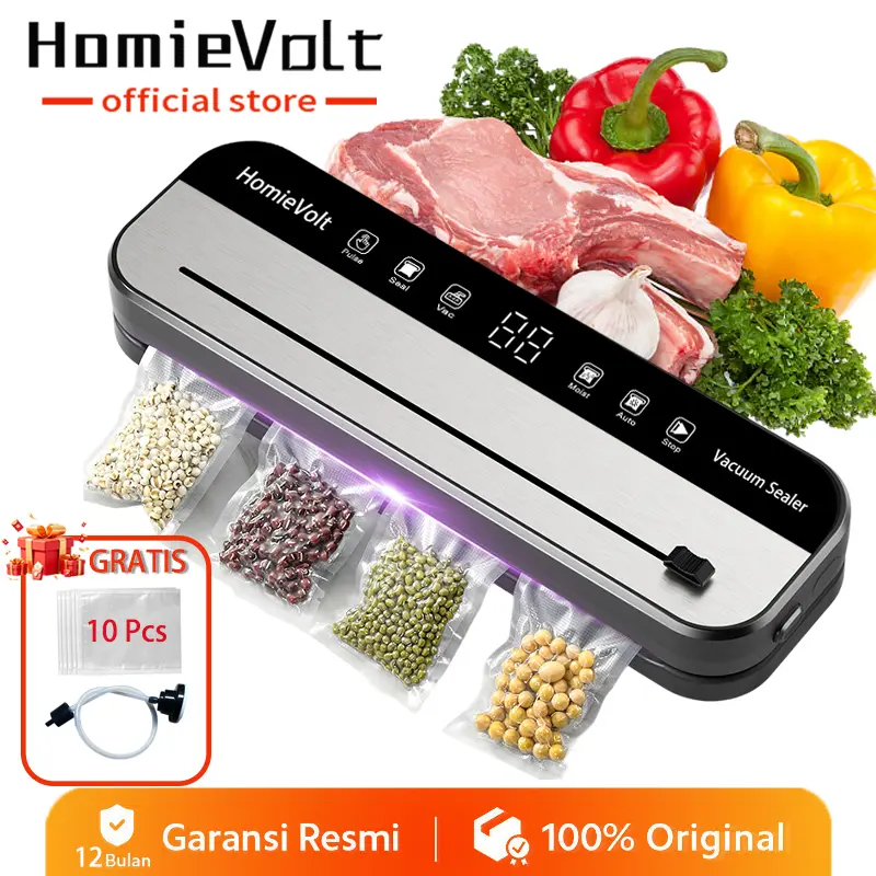 Homievolt Vacuum Sealer Makanan Portable Frozen Food Vacum Sealer Untuk Makanan Basah dan Kering