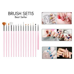 15 Pieces Nail Art Brush Set Brush nailart / 15in1 liner brush kuas kutek gel art best seller Kuku