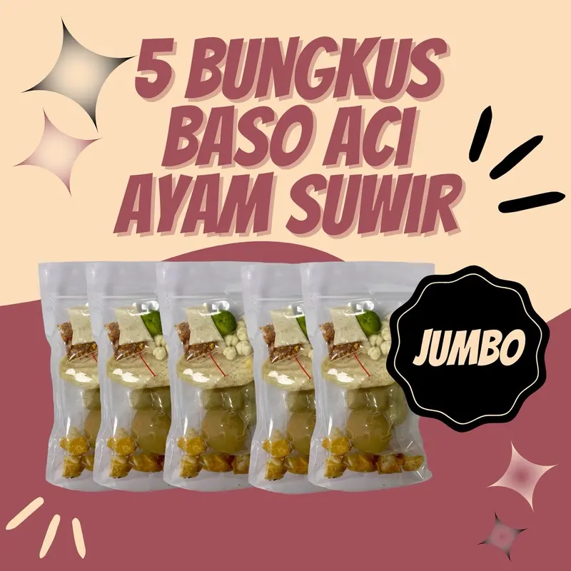5 BUNGKUS BASO ACI AYAM SUWIR JUMBO PEDAS 0