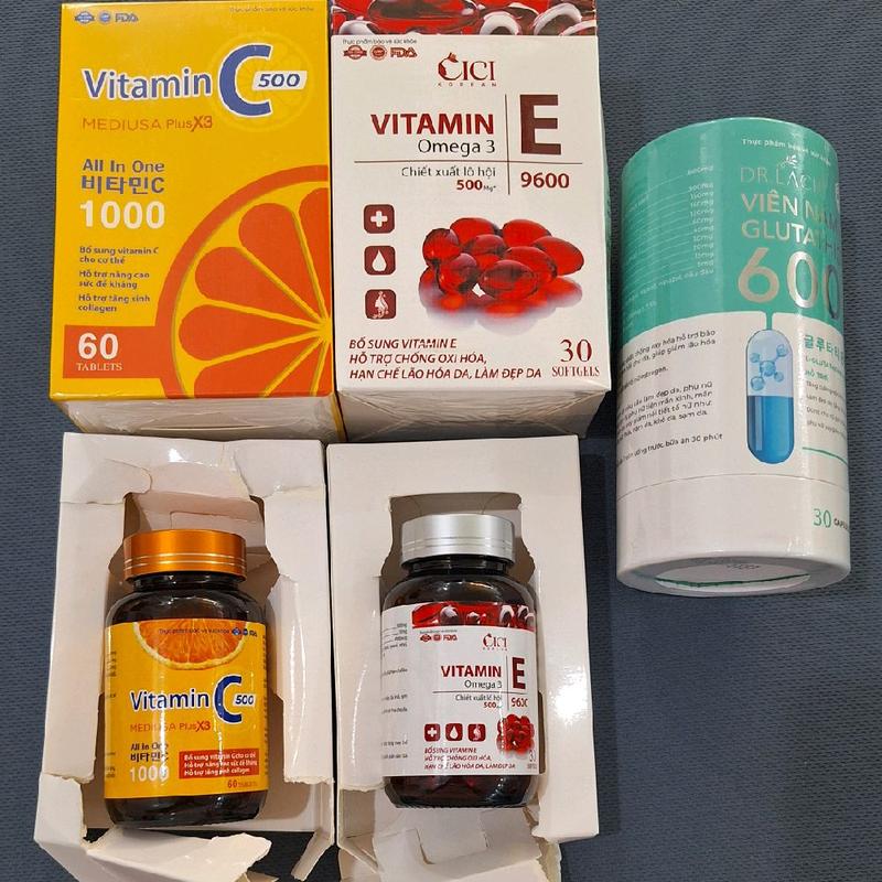 [xả hàng boom Viên uống Glu kèm vitamin C+E bị m.óm]                                                                 VIÊN UỐNG GLUTATHION 600 hỗ trợ trắng da, làm đẹp da - 1 hộp 30 viên.