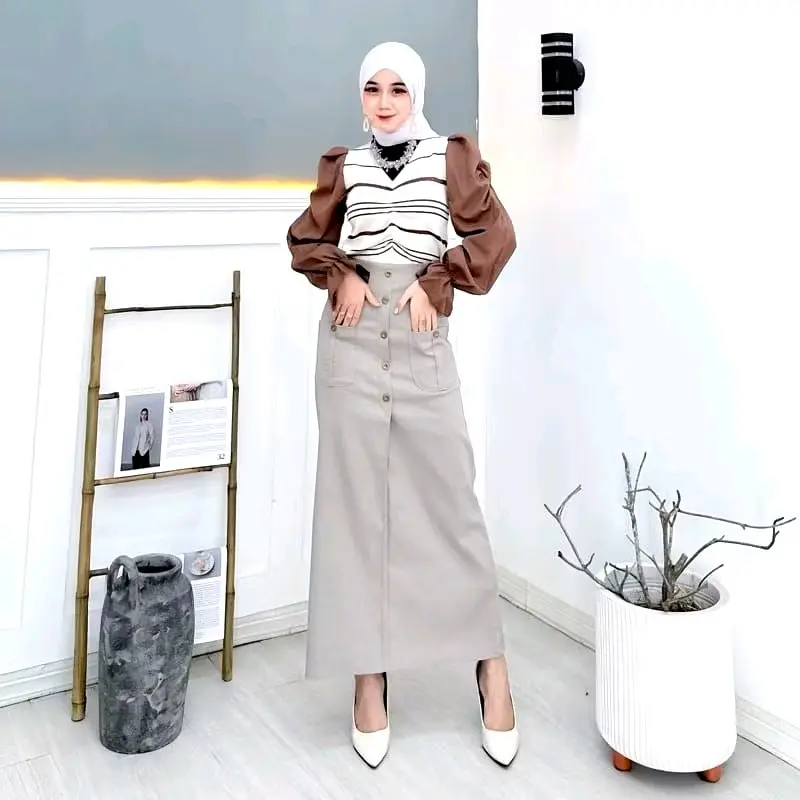 TITIKSTORE.ID-[TERBARU] Rok Panjang Higwaist Cocok Buat Hijab bahan twil premium