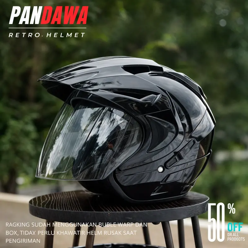 INK Helm Model JP8 Double Visor Half Face Helmet SNI Motorcycle Packing Box Free Stiker 2