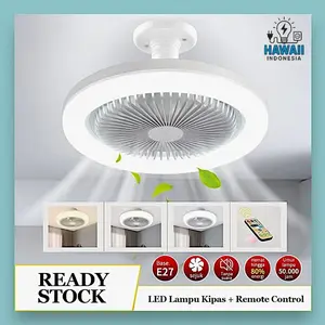 KIPAS ANGIN GANTUNG LED + REMOTE CONTROL Lampu Kipas 2in1 30W /50W - Lampu & Kipas Angin Multifungsi