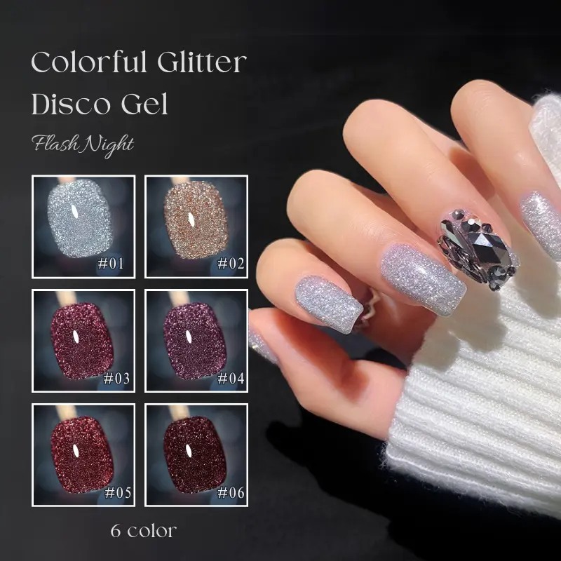 Rising Lady/Annies Kutek Gel UV LED Colorful Gliter Disco Gel Nail Polish / Cat Kuku 7.3ml/10ml/12ml Gel Polish Soak Off Gel Polish for Nail Art