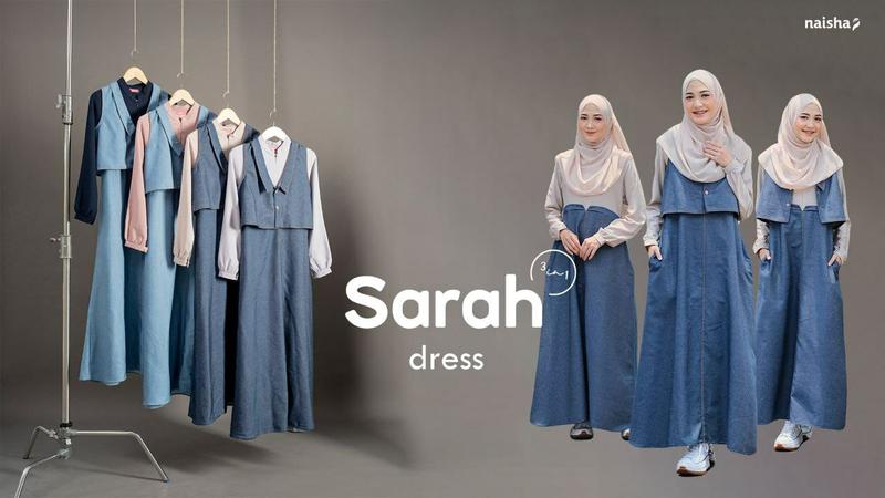 Product Introduction of Sarah Dress 3in1 by Naisha Dress Lebaran 2024 Model Gamis Terbaru Remaja Dress Wanita Busui Frendly Kancing Kerah 50