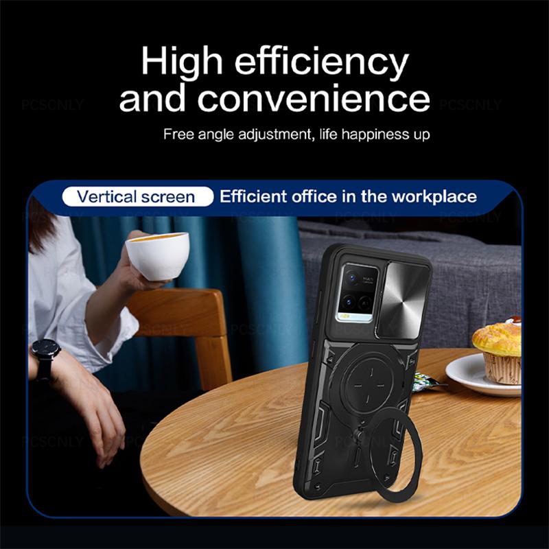Product Introduction of Shockproof Armor Phone Case For VIVO Y21 Y21s Y21t Y21g Y21a Y21e Y33s Y32 Y33t T1x Holder Casing Camera Protection Sliding Hard Back Cover New Design V2111  V2110  V2135  V2152  V2109  V2158A  V2143 8