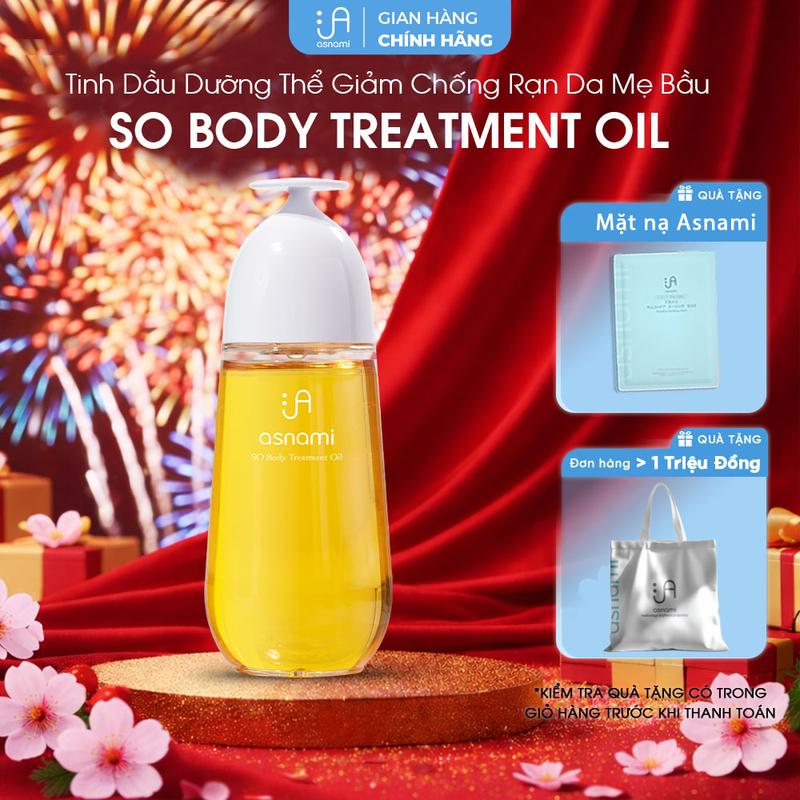 Dầu dưỡng thể cấp ẩm chuyên sâu giảm rạn da & mờ thâm sẹo Asnami SO Body Treatment Oil 120ml